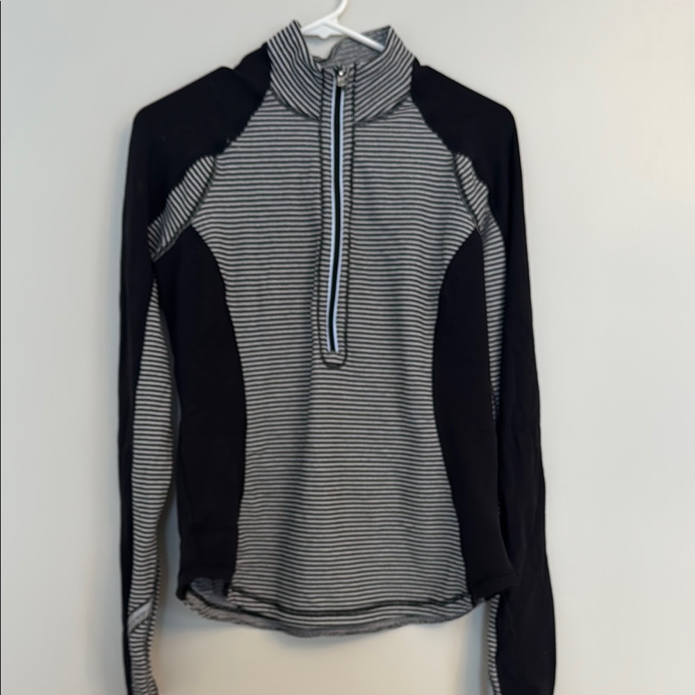 Lululemon Athletica Black and Gray Striped Sweatshirt